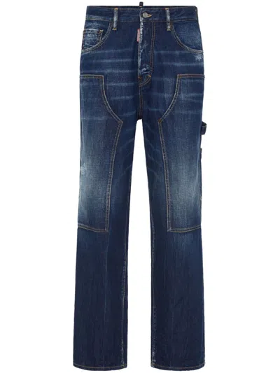 Dsquared2 Blue Dark Semplice Loose Carpenter Jeans In Navy Blue