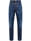 Dsquared2 Straight Leg Stretch Denim Jeans With Vintage Finish In Blue