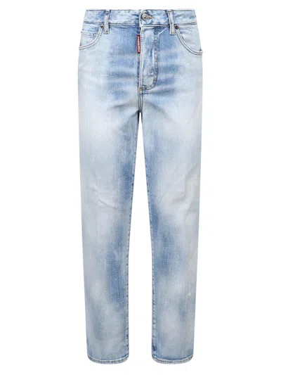 Dsquared2 Straight Leg Jeans In Navy Blue