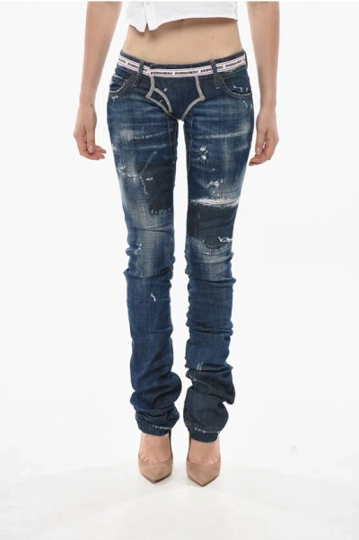 Dsquared2 Straight-leg Jeans Sharpei With Logo Band 16cm In Blue