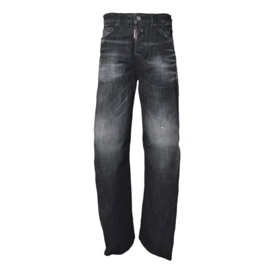 Dsquared2 Straight-leg Jeans With Vintage-faded Finish And Five-pocket Design In Black