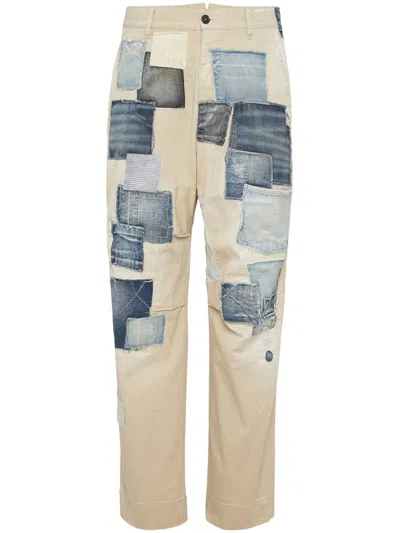 Dsquared2 Straight-leg Patchwork Jeans In Neutrals