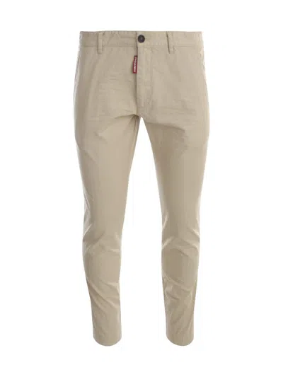 Dsquared2 Straight-leg Ribbed Trousers In Beige