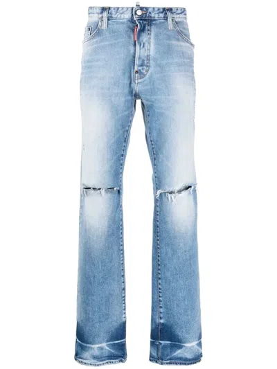 Dsquared2 Straight-leg Ripped Jeans In Blue