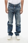 Dsquared2 Straight Fit Big Jeans With Logoed Bands And Side Buttons 27 In Blue