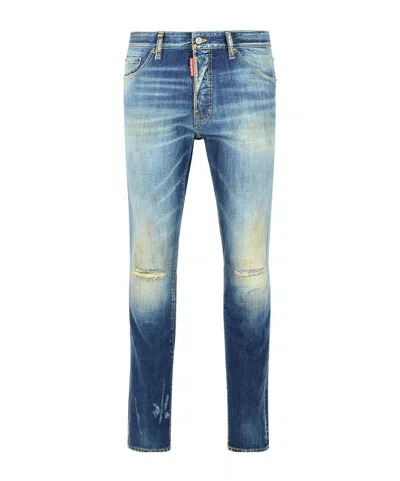 Dsquared2 Straight Leg Slim Jeans In Blue