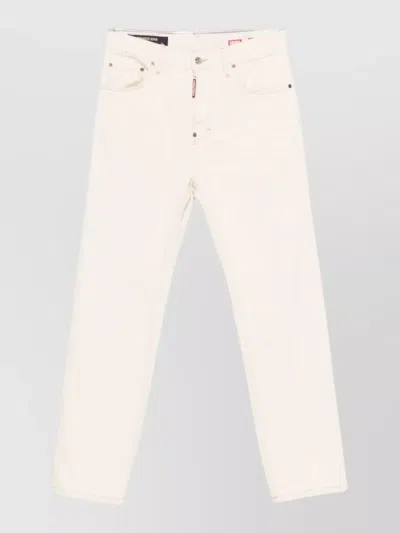 Dsquared2 Straight Leg Trousers Belt Loops Contrast Stitching In Neutral