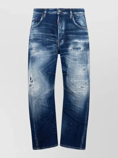 Dsquared2 Five-pocket Denim Jeans With Distressed Finish In Blue
