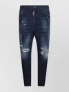 Dsquared2 Straight Leg Trousers Distressed Accents In Blue