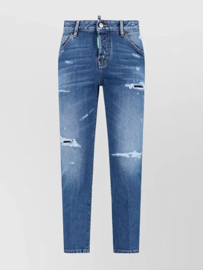 Dsquared2 Olop Distressed Cool Girl Fit Denims 16cm In Animal Print