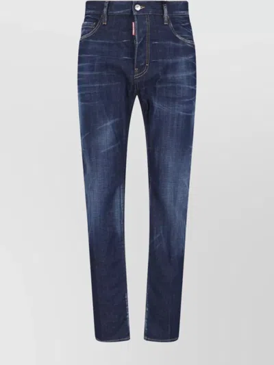 Dsquared2 Straight Leg Trousers Faded Effect In Blue