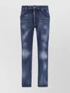 Dsquared2 Straight Leg Trousers With Back Pockets And Distressed In Blue