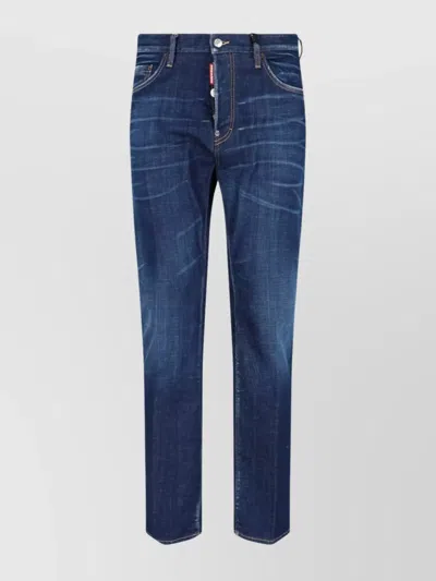 Dsquared2 Straight Leg Trousers With Belt Loops In Blue