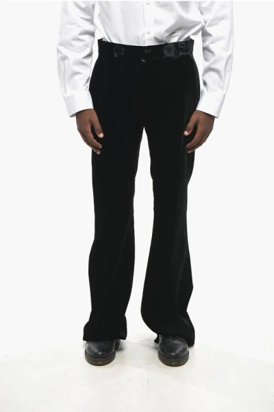 Dsquared2 Straight Leg Velvet Bob Pants In Black