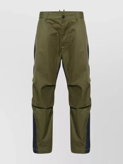 Dsquared2 Straight Panelled Slim Cut Trousers In Green