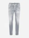 Dsquared2 Faded Grey Slim Fit Skater Jeans In Frayed Details