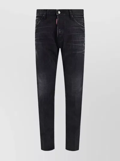 Dsquared2 Straight Style Denim Trousers With Faded Effect In Black