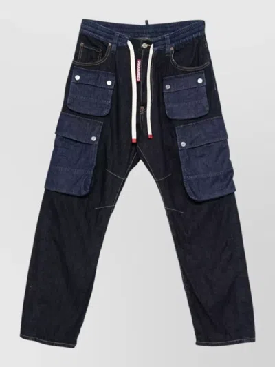 Dsquared2 Straight Trousers Belt Loops Buttoned Pockets In Black