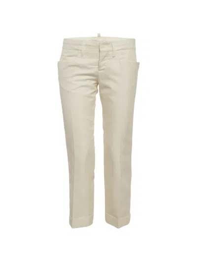 Pre-owned Dsquared2 Straight-leg Cropped Trousers In Neutral