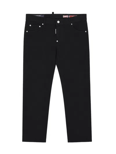 Dsquared2 Straight-leg Mid-rise Black Cotton Jeans In White