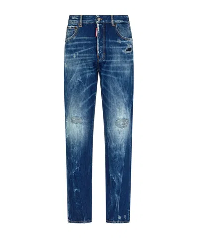 Dsquared2 Straight-leg Slim-cut Distressed Jeans In Blue