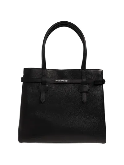 Dsquared2 Strap Leather Tote Bag In Orange