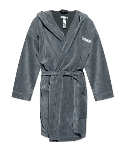 Dsquared2 Strap-up Bathrobe In Gray