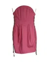 Dsquared2 Strapless Dress With Chain Detail In Pink Ramie In Pink