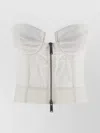 Dsquared2 Off-the-shoulder Bustier Top With Lace And Tulle Detailing In White