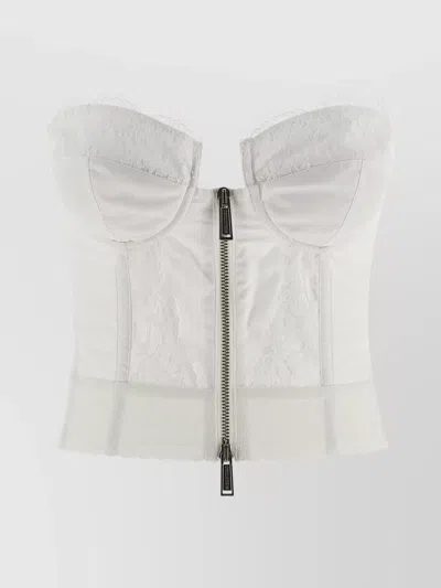 DSQUARED2 STRAPLESS LACE TOP SCALLOPED HEM