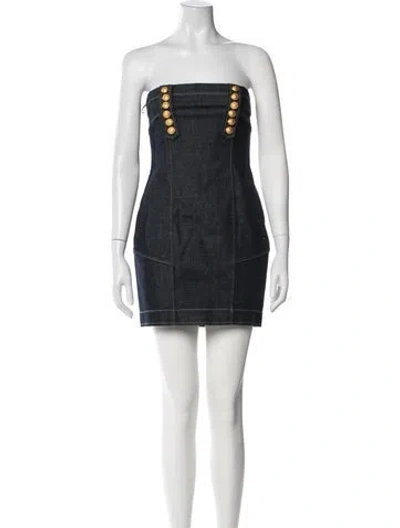 Pre-owned Dsquared2 Strapless Mini Dress W/ Tags In Blue