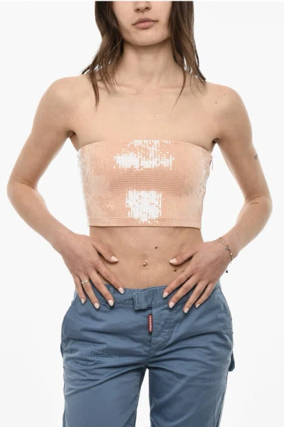 Dsquared2 Strapless Sequined Cropped Top
