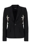 Dsquared2 Stretch Blazer Rhinestone Embellishments In Nero
