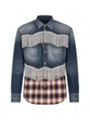 Dsquared2 Strass-embellished Panelled Shirt In Blue