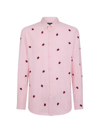 Dsquared2 Strawberry-embroidered Shirt In Pink