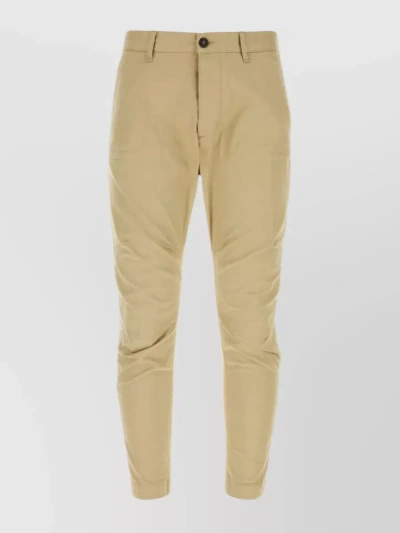 Dsquared2 Streamlined Cotton Chino Trousers In Brown