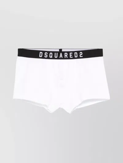 Dsquared2 Stretch Cotton Blend Logo Waistband Boxers In White