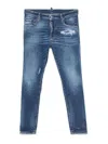 Dsquared2 Slim-fit Distressed Blue Denim Jeans In Blue