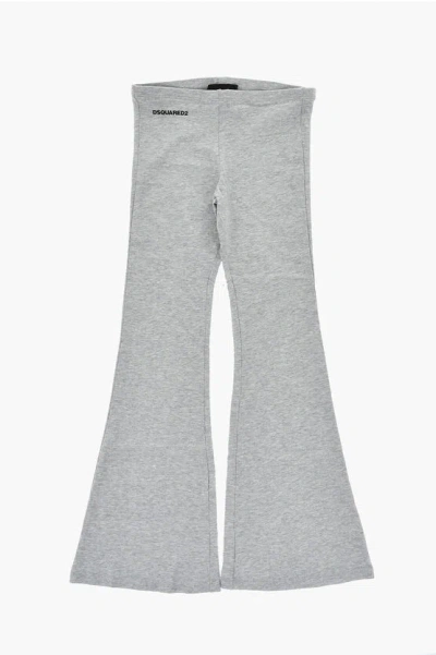 Dsquared2 Stretch Cotton Bootcut Leggings In Gray