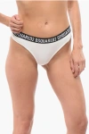 Dsquared2 Stretch Cotton Brazilian Slip With Logoed Waistband In White