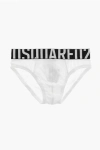 Dsquared2 Stretch Cotton Brief With Contrasting Logoed Band In White