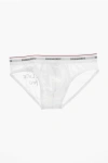 Dsquared2 Stretch Cotton Briefs With Logoed Waistband In White