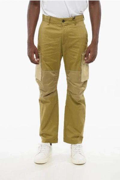 Dsquared2 Stretch Cotton Cargo Pants With Contrasting Details In Brown