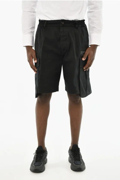 Dsquared2 Stretch Cotton Cargo Shorts In Black