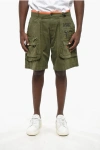 Dsquared2 Stretch Cotton Cargo Shorts With Contrasting Edge In Green