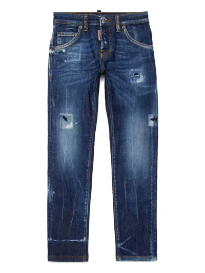 Dsquared2 Kids' Stretch Cotton Denim Jeans In Blue