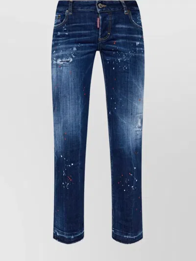 Dsquared2 Stretch Cotton Denim Skinny Trousers In Blue