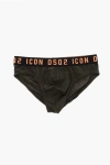 Dsquared2 Stretch Cotton Icon Briefs With Logoed Waistband In Brown