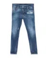 Dsquared2 Blue Jeans With Ripped Details And Logo Patch On The Rear In Denim Man