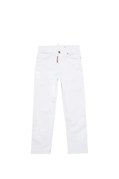 Dsquared2 Kids' Stretch Cotton Pants In White